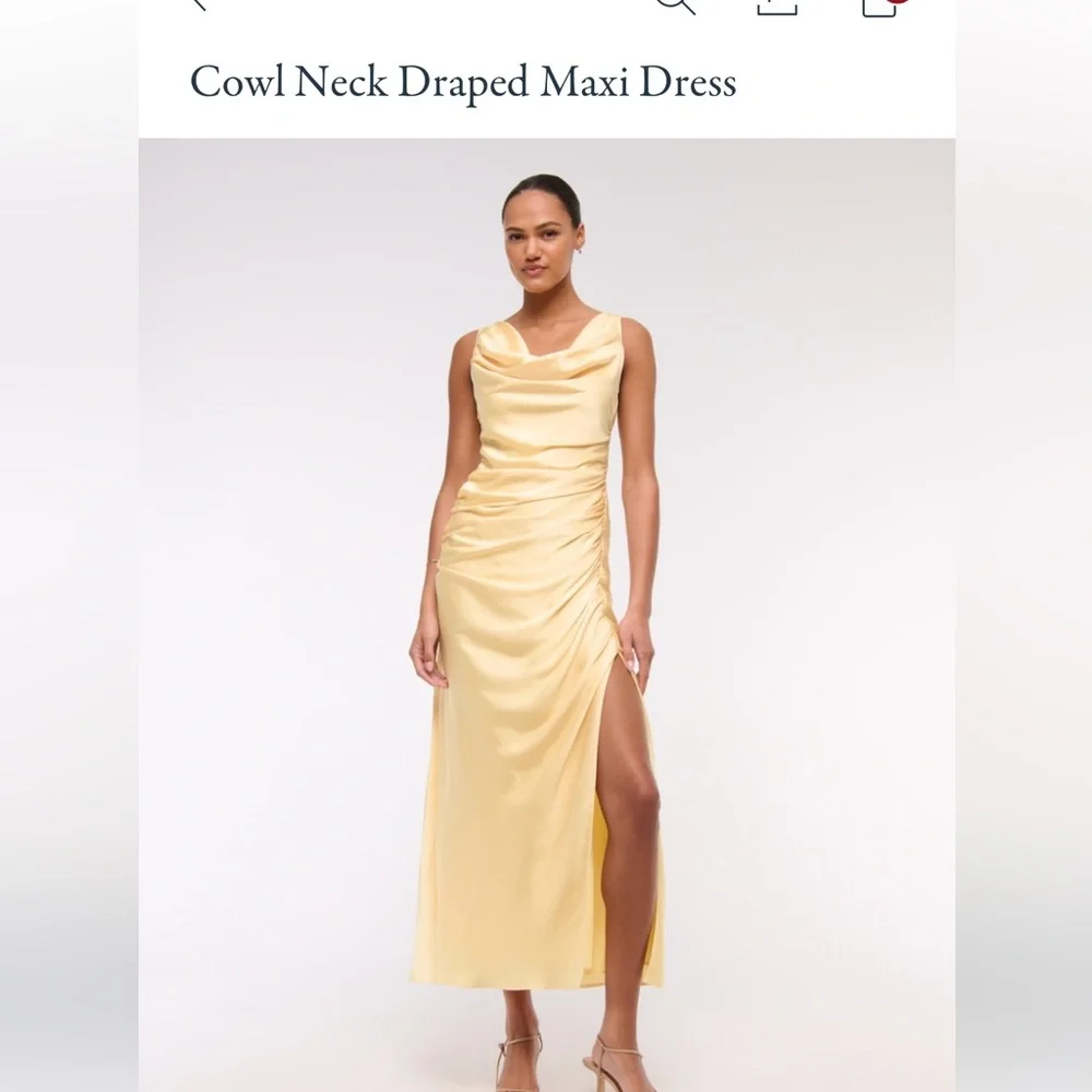 Abercrombie & Fitch Cowl Neck Draped Maxi Dress in yellow XS